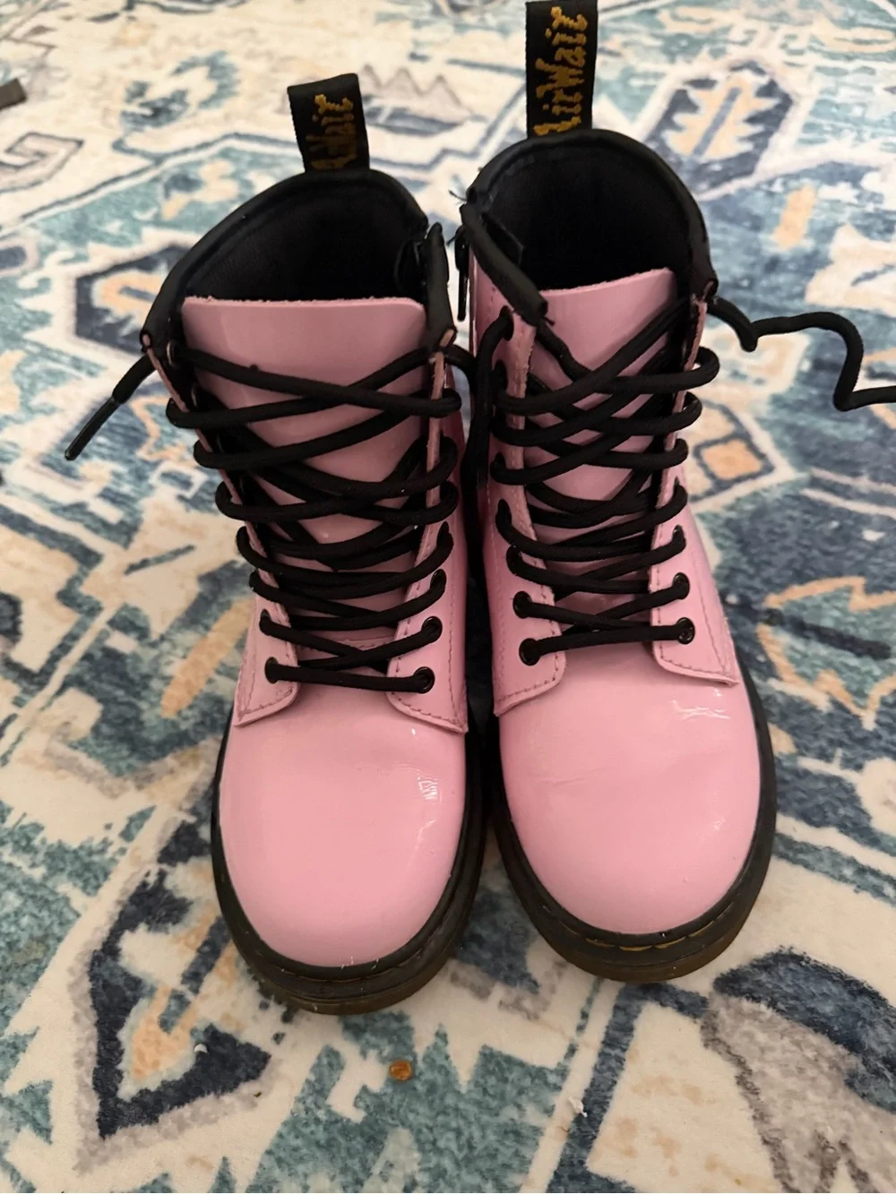 Dr. Martens Pink Patent Leather Lace-Up Combat Boot
